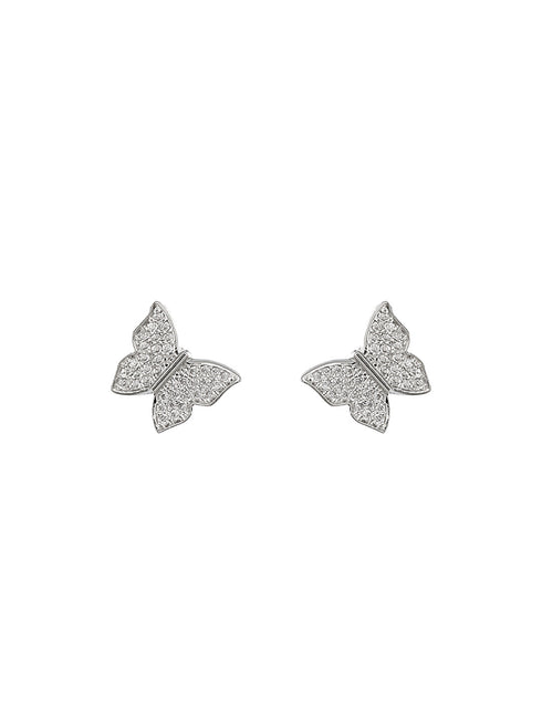 925 Sterling Silver Cubic Zirconia Butterfly Studds Earrings