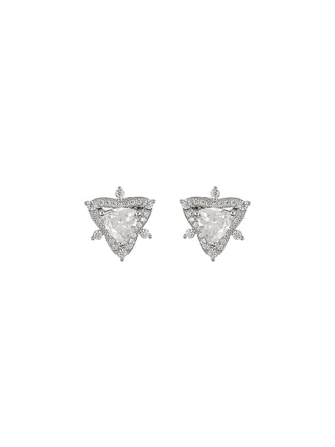925 Sterling Silver Triangular Leafy Studs Earrings