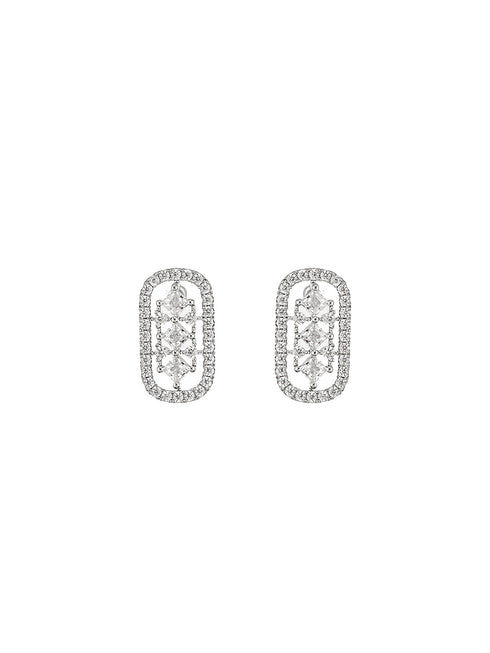 925 Sterling Silver Cubic Zirconia Geometric Studds earrings