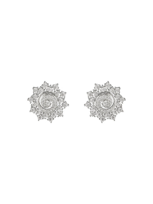 925 Sterling Silver Cubic Zirconia Flora Circle Studds Earrings