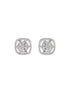 925 Sterling Silver Rhodium Plated Halo Square Studds Earrings