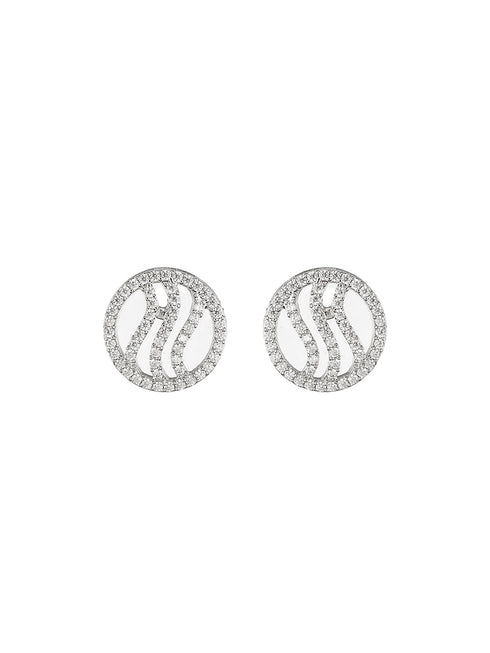 925 Sterling Silver Rhodium Plated Circular Studds Earrings
