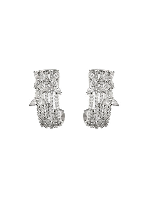 925 Sterling Silver CZ Floral Bali Studds Earrings