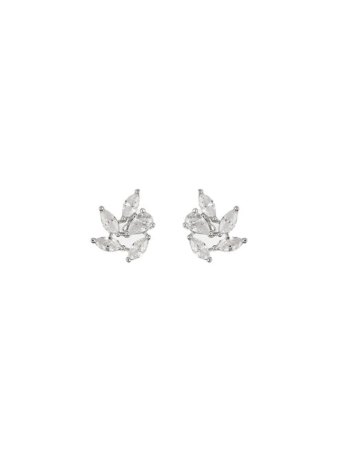 925 Sterling Silver Rhodium Plated Marquise CZ Solitaire Studds Earrings