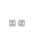 925 Sterling Silver Rhodium Plated Baguette Shaped CZ Square Floret Earrings