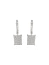 925 Sterling Silver Rhodium Plated Square Drop Bali Hoop Earrings