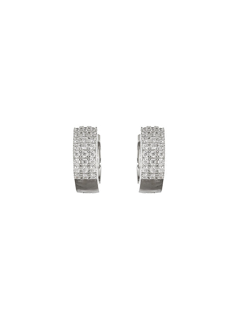 925 Sterling Silver Rhodium Plated CZ Studded Small Hoop Earrings