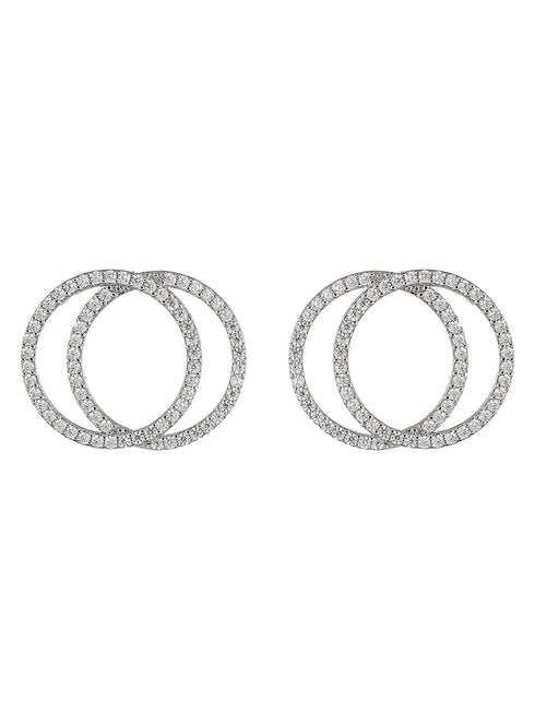 925 Sterling Silver Rhodium Plated Entwined Circles Stud Earrings