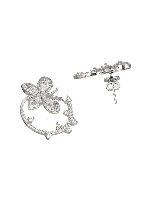 925 Sterling Silver Butterfly Circular Studds Earrings