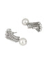 Silver Toned Pearl Beaded Minimal Studs Bali Earrings