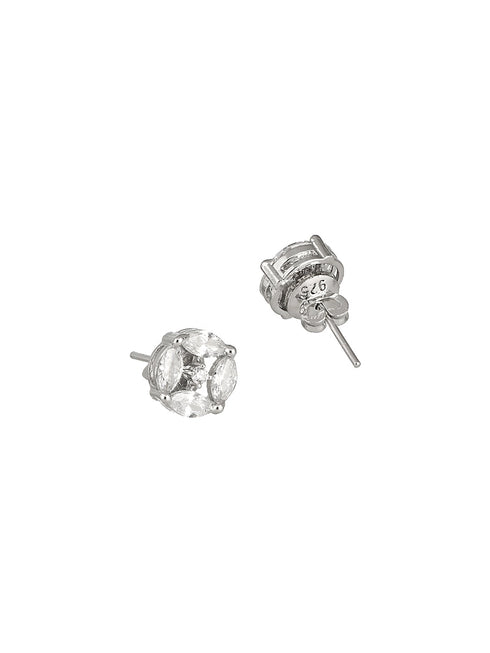 925 Sterling Silver Cubic Zirconia Marquis Studds Earrings