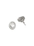 925 Sterling Silver AD Studded Rhodium Plated Oval Studds Earrings