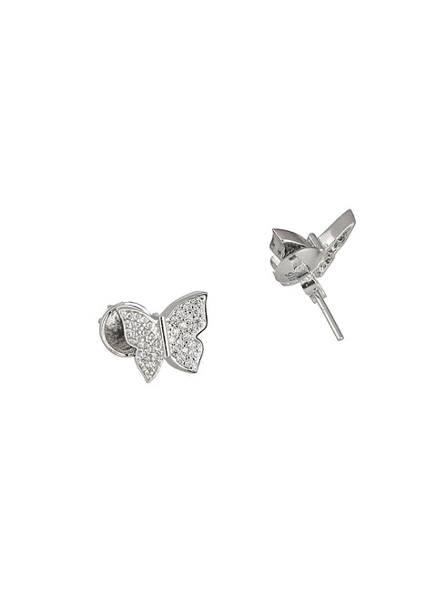 925 Sterling Silver Cubic Zirconia Butterfly Studds Earrings