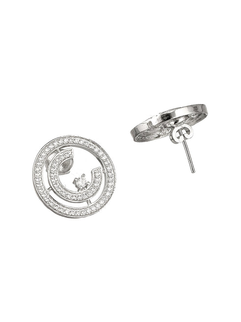 925 Sterling Silver Cubic Zirconia Concentric Circle Studds Earring