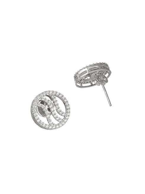925 Sterling Silver Rhodium Plated Circular Studds Earrings