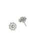 925 Sterling Silver CZ Studded Rhodium Plated Floral Clustered Studds Earrings