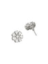 925 Sterling Silver Rhodium Plated CZ Studded Floral Studds Earrings