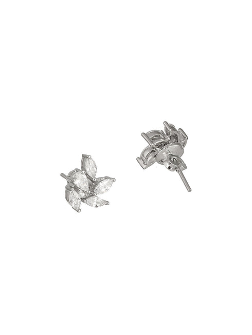 925 Sterling Silver Rhodium Plated Marquise CZ Solitaire Studds Earrings