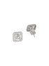 925 Sterling Silver Rhodium Plated Baguette Shaped CZ Square Floret Earrings