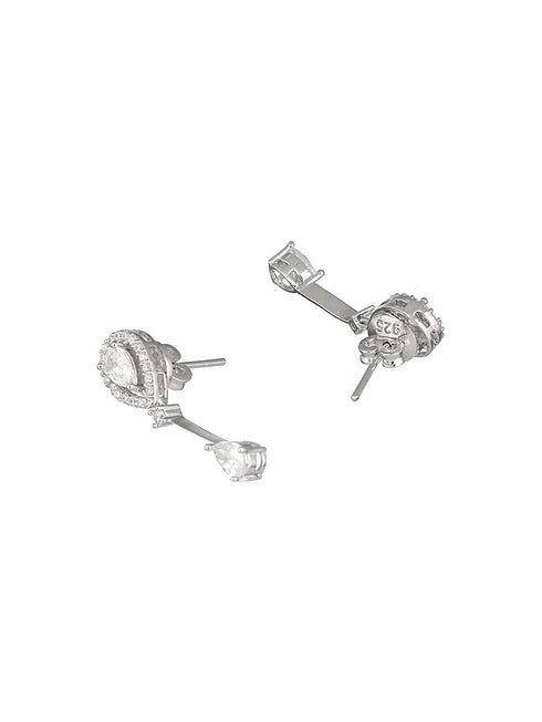 925 Sterling Silver Rhodium Plated Pear Drop Earrings