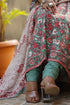 Women Red & Green Floral Printed Cotton Anarkali Kurta Set