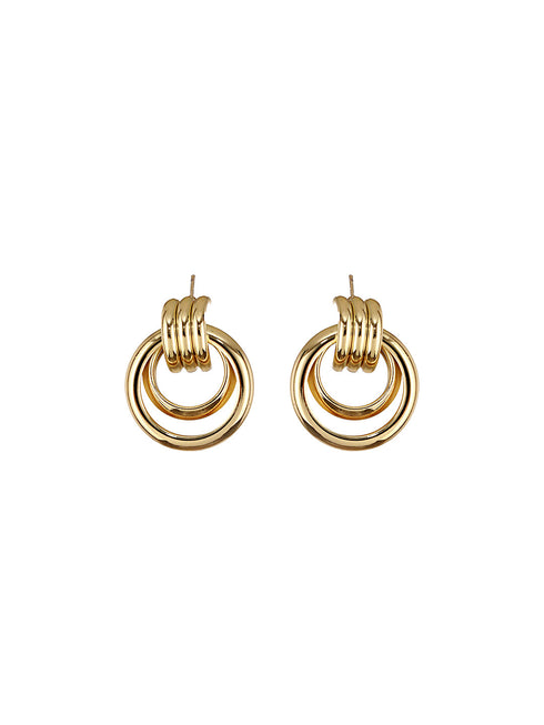 Anti-Tarnish 18k Gold Plated Concentric Hoop Earrings