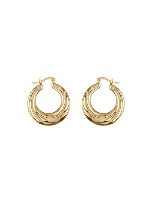 Anti-Tarnish Gold Plated Twisted Round Hoop Earrings