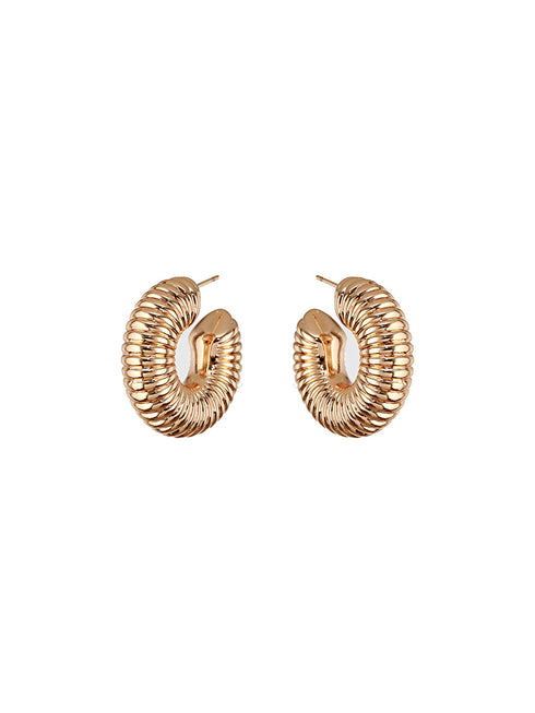 Anti-Tarnish Gold Plated Twister C Hoop Earrings