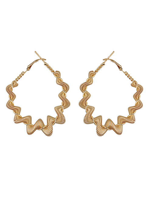 Anti-Tarnish Gold Plated Spiral Twisted Statement Hoops Earrings