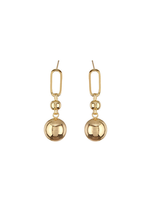 Anti-Tarnish Gold Toned Ball loop Hoop Dangler earrings