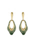 Anti-Tarnish 18k Gold Plated & Emarald Enamelled Hollow Drop Contemporary Earrings
