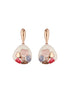 Anti-Tarnish 18k Gold Plated Off White Enamelled Floral Statement Dangler Earrings