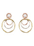 Anti-Tarnish 3 Tone Concentric Handmade Dangler Hoop Earrings