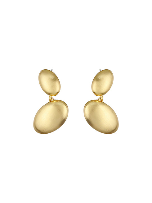 Anti-Tarnish Gold Plated Pebble Shaped Stacked Chunky Earrings