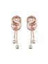 Anti-Tarnish Rose Gold 2 Toned Circular Knotted Dangling Earrings