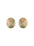 Anti-Tarnish 18k Gold Plated Floral Enamelled Large Circular Studds earrings