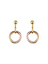Anti-Tarnish 3 Toned Gold Plated Twisted Round Double Circle Chunky Drop Hoop Earrings