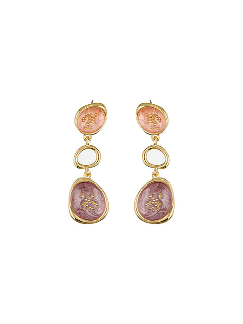 Anti-Tarnish 18k Gold plated & Enamelled Layered Drop Earrings