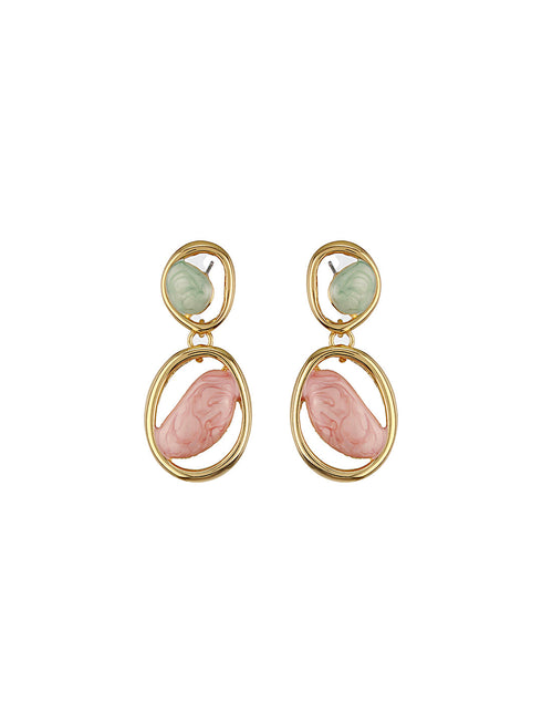 Anti-Tarnish Gold Plated Turquoise Enamelled Quirky Drop Earrings