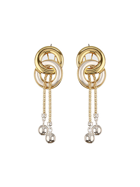 Anti-Tarnish 18k Gold plated & enamelled Eliptical Leafy Dangler Earrings