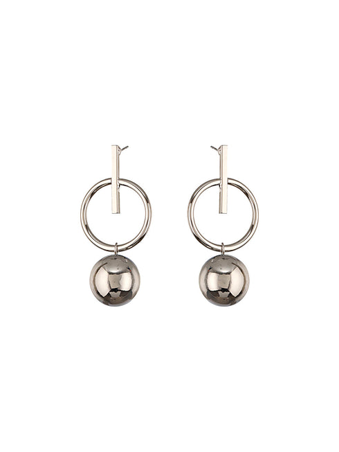 Anti-Tarnish Silver Plated Dangle Ball Drop Hoop Earrings
