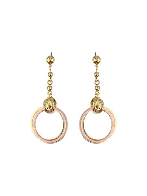 Anti-Tarnish 18k Tri Colored Gold Polish Knotted Drop Earrings
