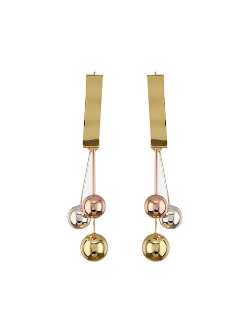 Anti-Tarnish 18k Gold Polish Tri - Colored balls Drop earrings