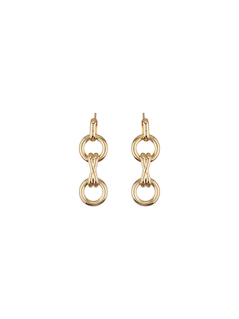 Anti-Tarnish 18k Gold Plated Criss Cross Dangling Link Earrings