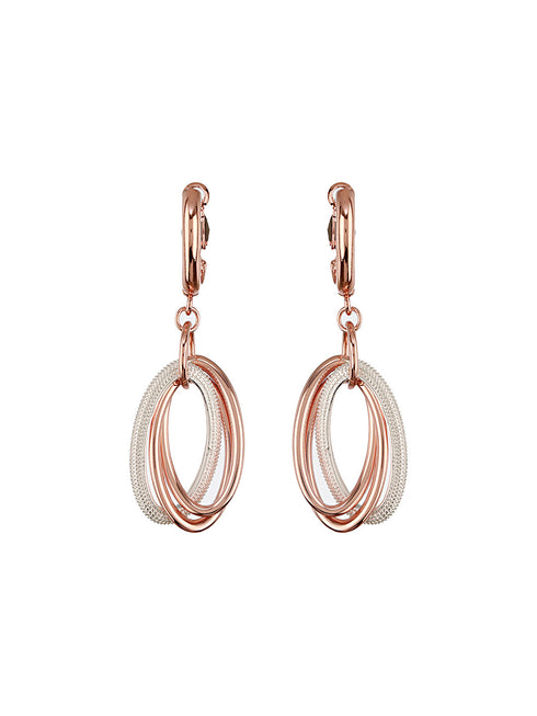 Anti-Tarnish Rose Gold Concentric Circular Drop Dangling Earrings