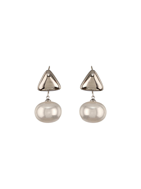 Anti-Tarnish Silver Plated Tiangular Pearl Drop minimal Earrings