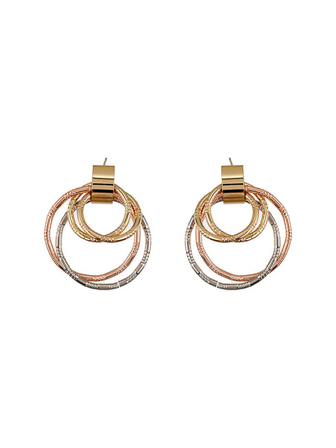 Anti-Tarnish Gold Plated Concentric Small Hoop Minimal Studds earrings