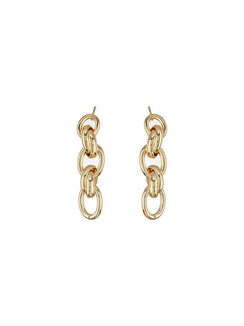 Anti-Tarnish Gold Plated Link Luxe Drop Earrings