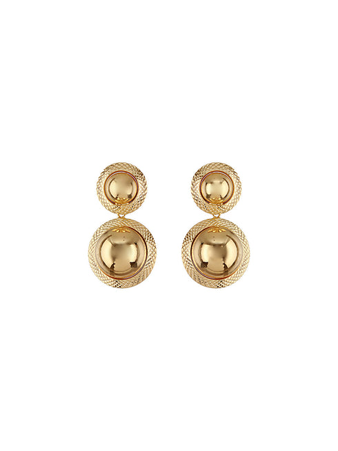 Anti-Tarnish Gold Plated Dual Ball Drop Minimal Drop Earrings