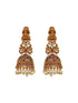 Gold Matt Polish Zircon Studded Lakshmiji Motif Designer Danggling Earring